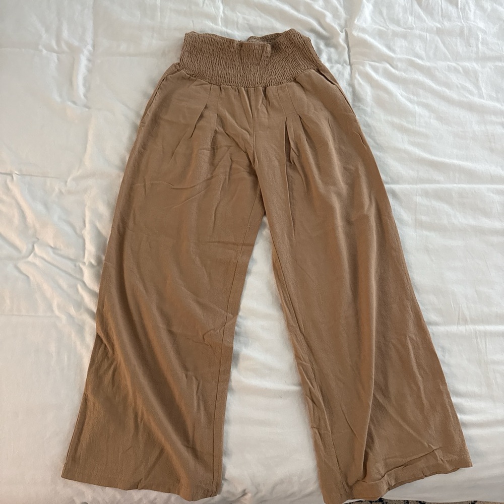 Tan Wide-Leg Pants